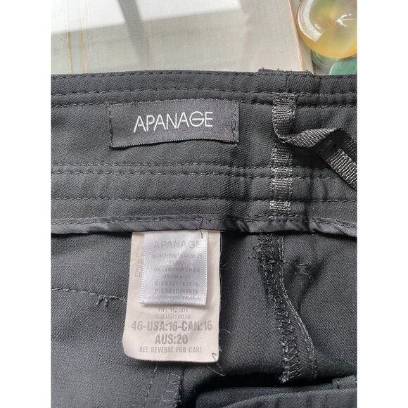 Apanage Trouser Pants Straight Leg Black Fleece Wool Blend Flat Front Size 16 - Picture 8 of 9